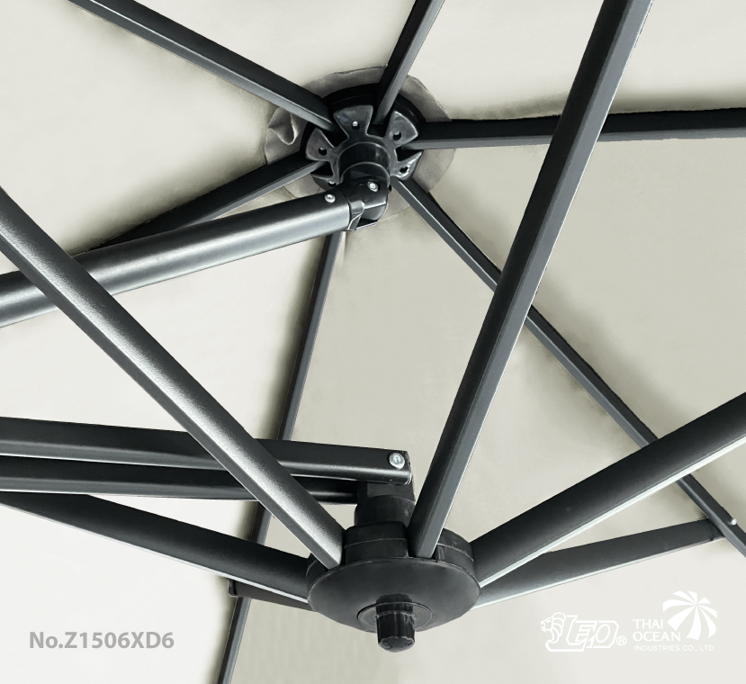Leo ร่มเสาข้างตัวแอล แบบคันโยก ขนาด Ø2.90 เมตร ผ้าโพลีเอสเตอร์หนา 600D