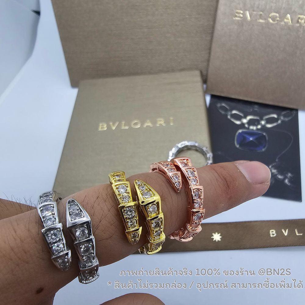 สีทอง | แหวนงู บูการี Bugari SERPENTI RING รุ่นงู ล้อมเพชร ปรับได้ฟรีไซส์ มี 3 สีให้เลือก งานสวยใส่ออกงาน รับรองเล่นไฟ สี เงิน ทอง พิงค์โกลด์ แหวนค่อนข้างจะหนา ใหญ่ กว่าปกติ แนะนำคนนิ้วใหญ่จะใส่สวย หากผุ้หญิง