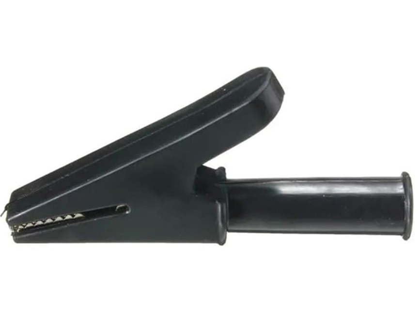 ปากคีบจระเข้ ใช้ร่วมกับปลั๊กกล้วย 4mm สีดำ เปลือกหุ้มทั้งหมด All-Inclusive Sheath Round Handle Open 20mm Alligator Test Clip Alligator 4mm Banana Plug Cable Black color