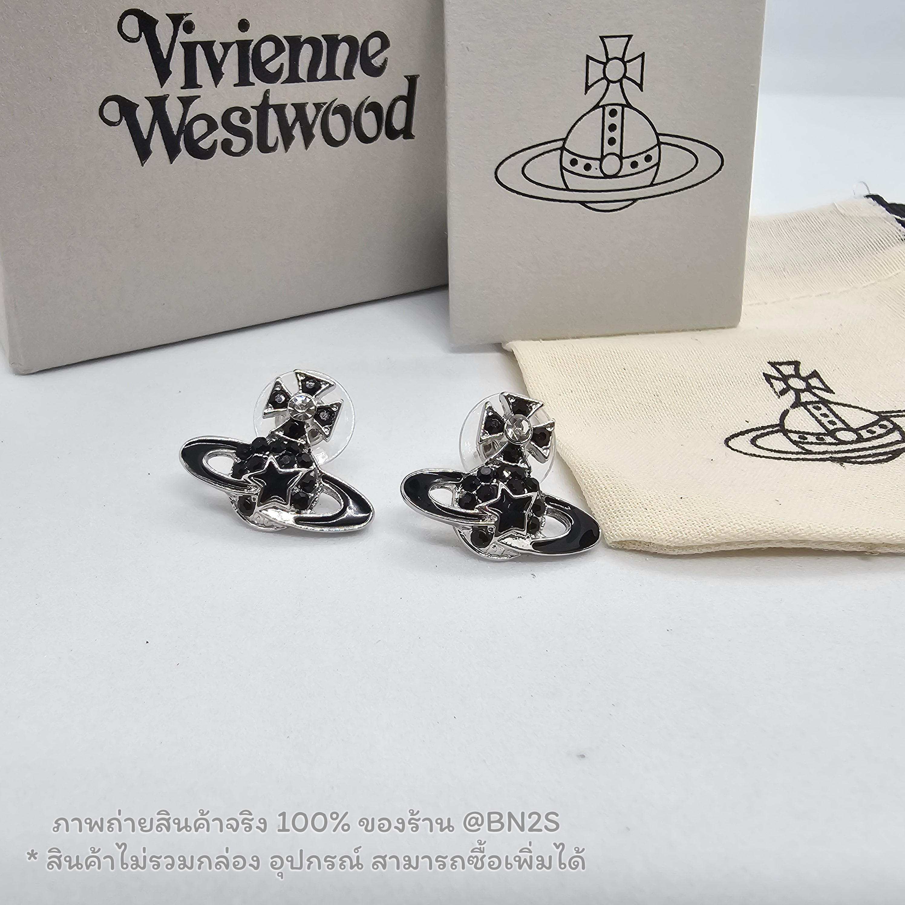 สีดำ | Vivienne Westwood Darlene Earrings ต่างหู จี้หูวิเวียน รุ่น ดาเลน มาใหม่ชนช๊อบ จี้ดาวเสาร์ พร้อมส่ง มีให้เลือก 3 สี