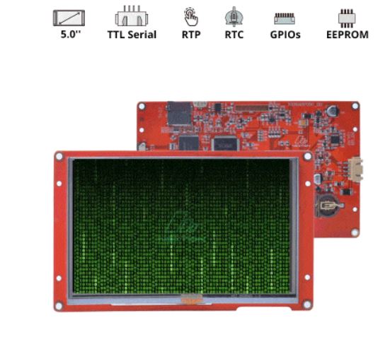 NX8048P050-011R Nextion 5.0 Inch Resistive Touch RGB 65K Color LCD-TFT HMI Display Module Intelligent Series Panel Without Enclosure