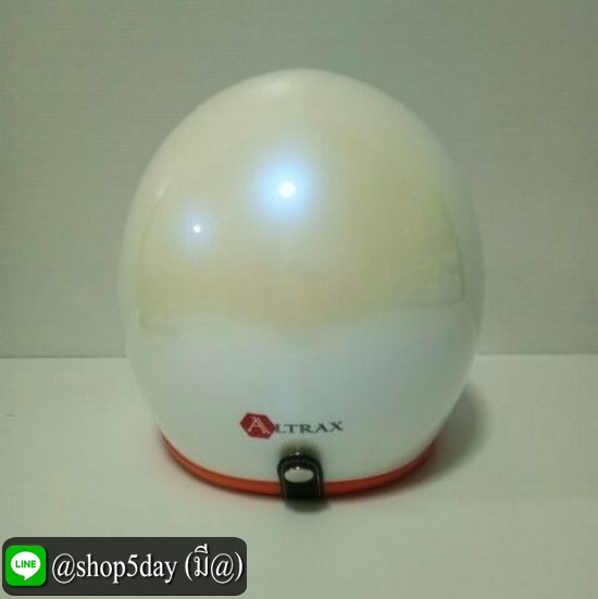 หมวกกันน็อคแนววินเทจ คลาสสิค สีขาวมุกขอบส้ม ถอดซักได้