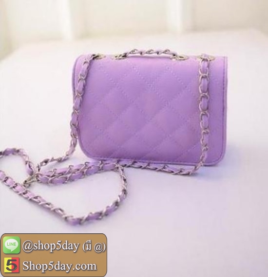 กระเป๋าแฟชั่น 2018 สีสันสดใสน่ารัก (ม่วงอ่อน)