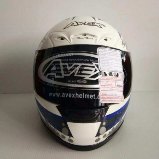 AVEX หมวกกันน็อคเต็มใบ ราคาถูก รุ่น N2000 สีขาวน้ำเงิน แว่นดำ