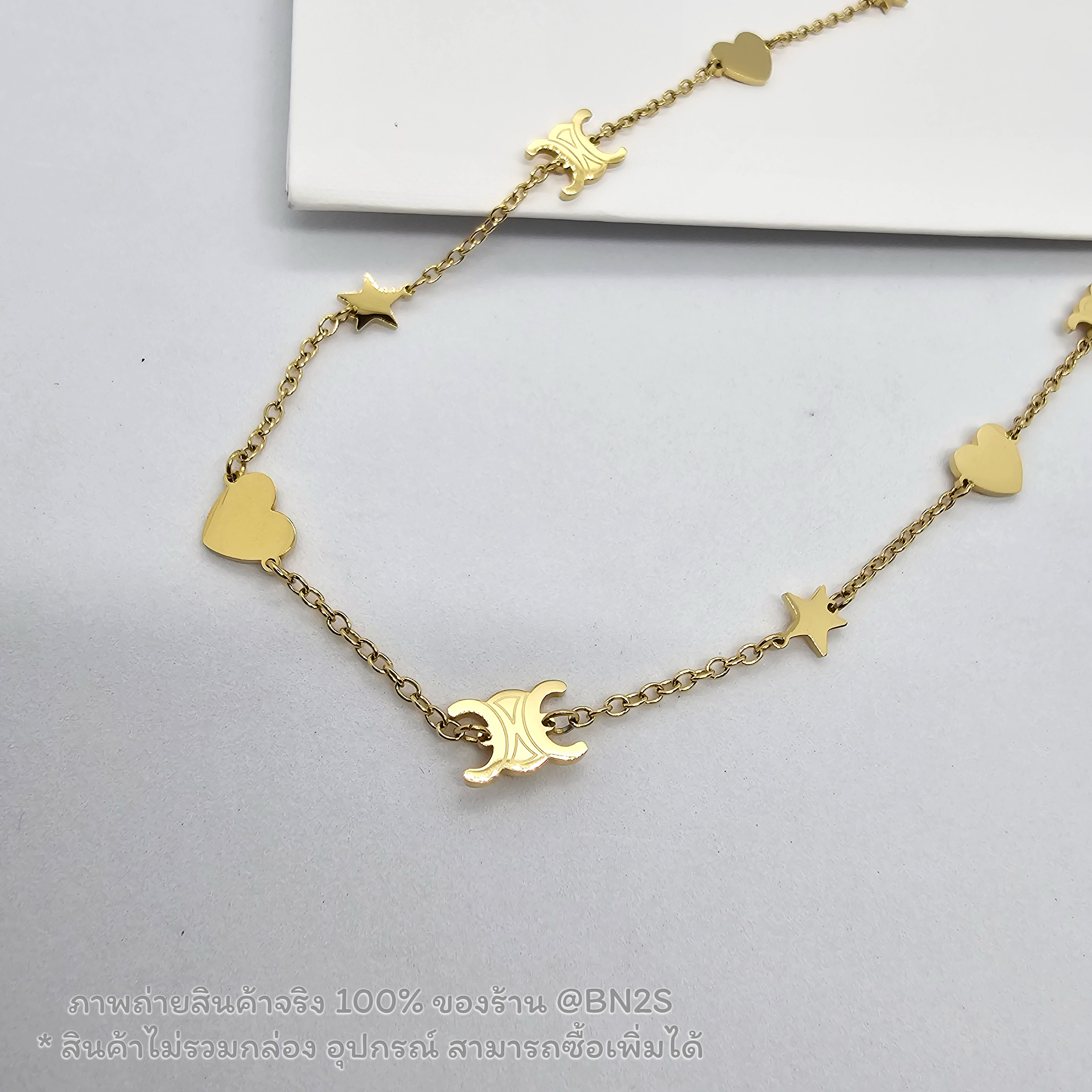 CL Candy Heart Star Necklace สร้อยคอซีลีน รูปดาว หัวใจ อะไหล่สีทอง ปัดเงา งานปั๊มโลโก้ พร้อมส่งในไทย 😍 รับรองว่าสวย ความยาว ซม. ไม่รวมกล่อง อุปกรณ์
