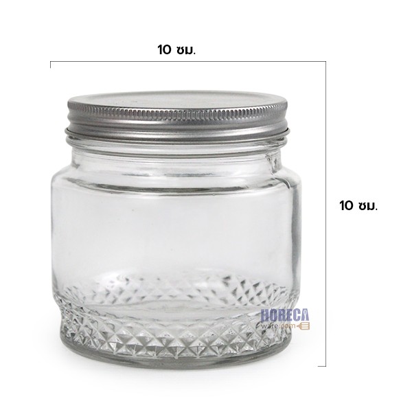 Round jar 500 ml, silver-white cap, Keyway