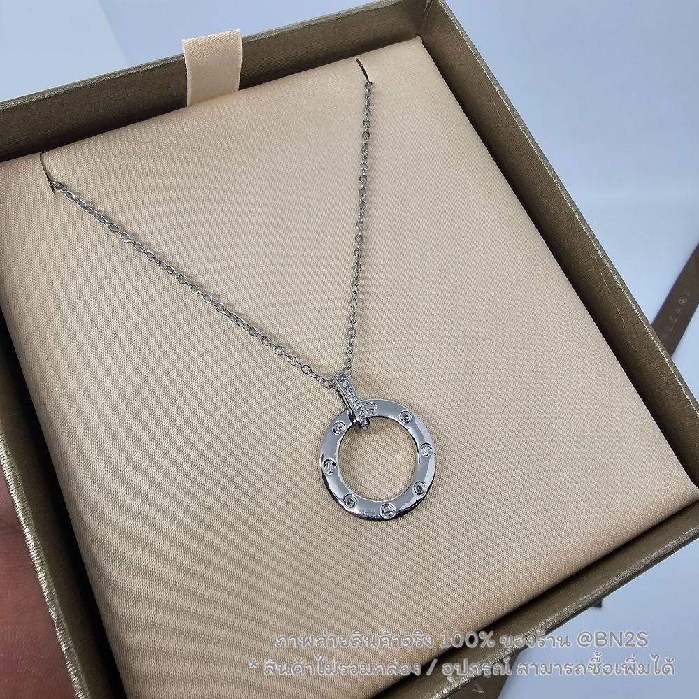 สีเงิน | สร้อยคอ Cartier LOVE NECKLACE รูปห่วงจี้ห้อยประดับคริสตัส งานสวยราคาไม่แพง มีสีเงิน-ทอง พร้อมส่งในไทย ไม่รวมกล่อง อุปกรณ์