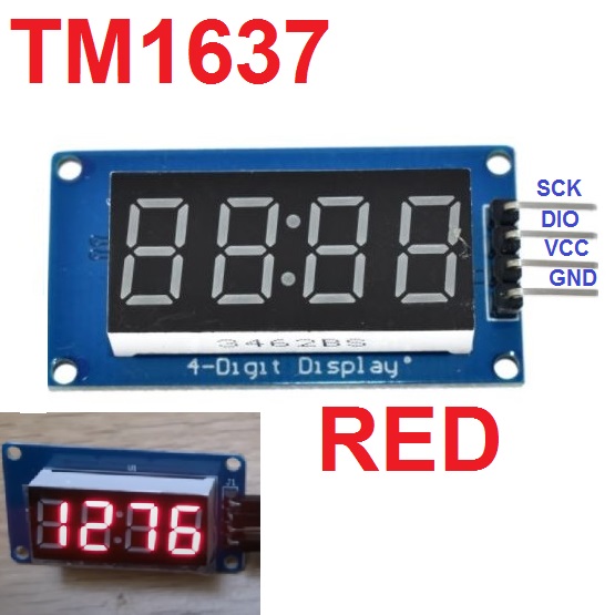 TM1637 LED สีแดง 4 หลัก 0.36 นิ้ว (0.36")ปรับความสว่างได้ 4-digit 7 segment display module 0.36 inch LED brightness adjustable with clock point