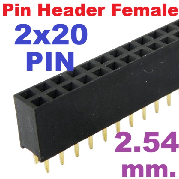 Pin Header Female 2X20 Pin Double row Straight Pitch 2.54 mm. High 8.5 mm. Straight Pitch Strip Connector 40Pin Breakable ตัวเมีย 40ขา สูง 8มม.