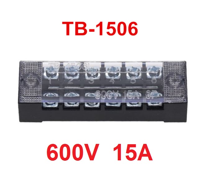 TB-1506 เทอร์มินอล บล็อก 600V 15A TB Series 6 Positions Ways Dual Row Barrier Screw Terminal Block Wire Connector