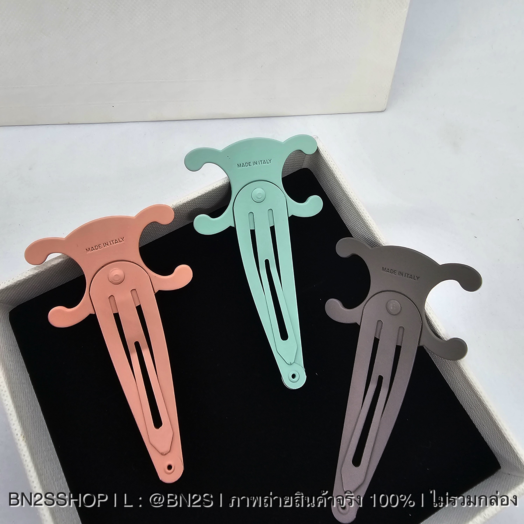 สีฟ้า | Celine Sanp Hair Clip กิ๊บซีลีน งานปั๊มแบรนด์ หน้า หลัง เคลือสีเนื้อแมท งานสวย 1:1