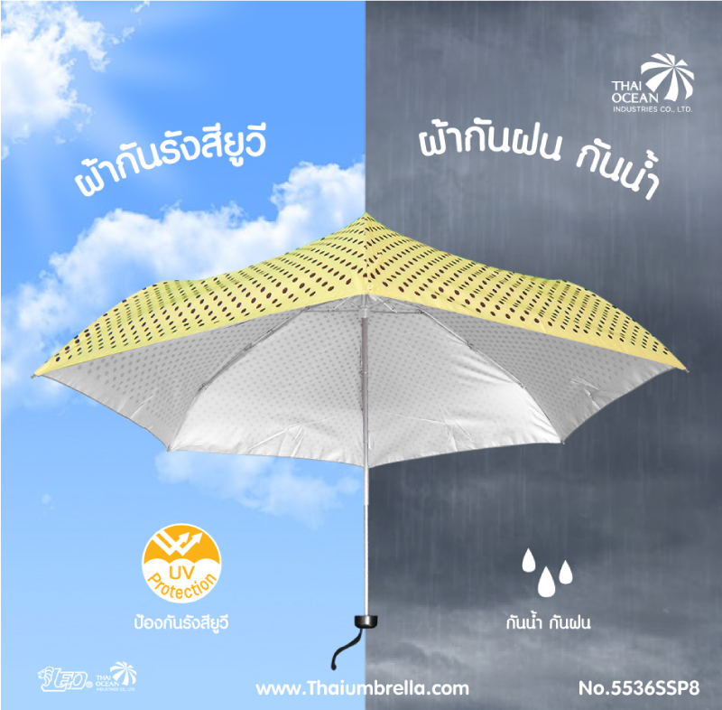 Leo ร่มพับน้ำหนักเบาพิเศษ 5 ตอน ลายจุด พกง่าย ใส่กระเป๋าถือได้ ผ้าเคลือบยูวีกันแดด