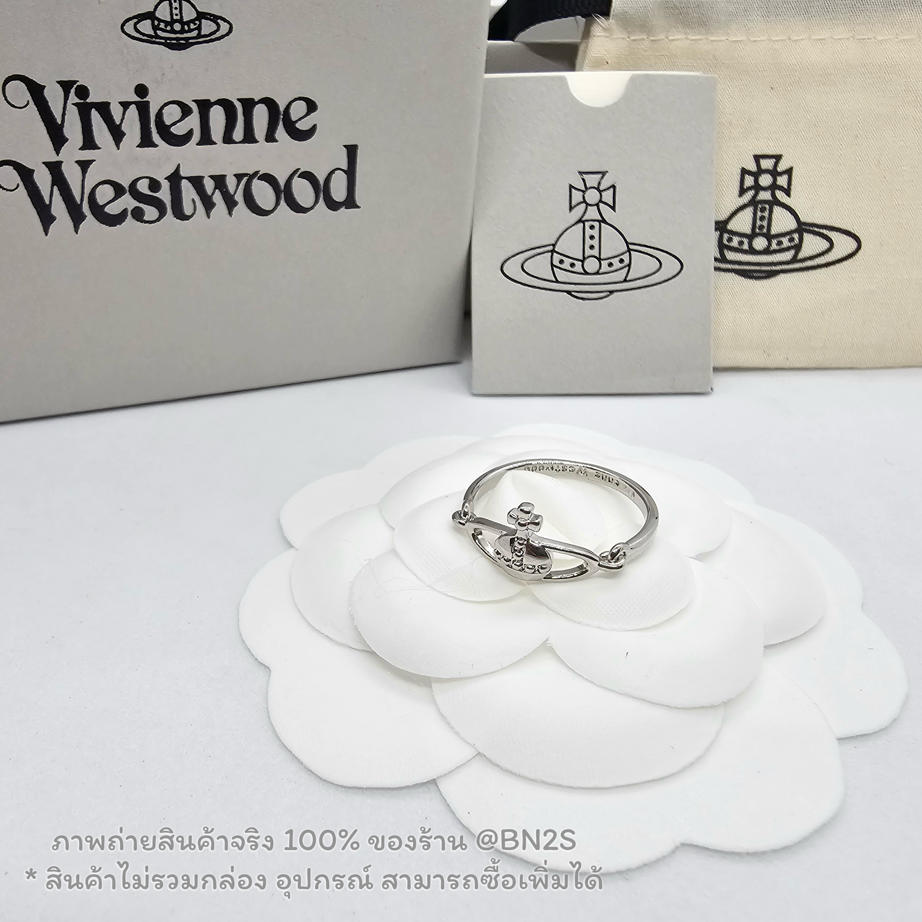 Vivienne Westwood Wendome Ring แหวนวิเวียน รุ่น เวนโดม อะไหล่สีเงิน งานปั๊มโลโก้ ขนาด 58 ไซส์ 9 ชาย-หญิง ใส่ได้ ไม่รวมกล่อง