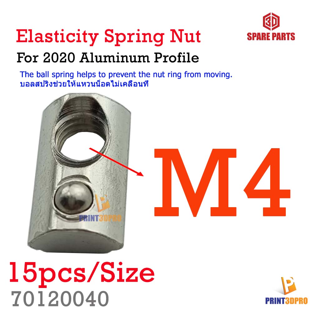 Screw Nut Half Round Elasticity Spring Nut Block for 2020 Aluminium Profile M3,M4,M5 15pcs/size