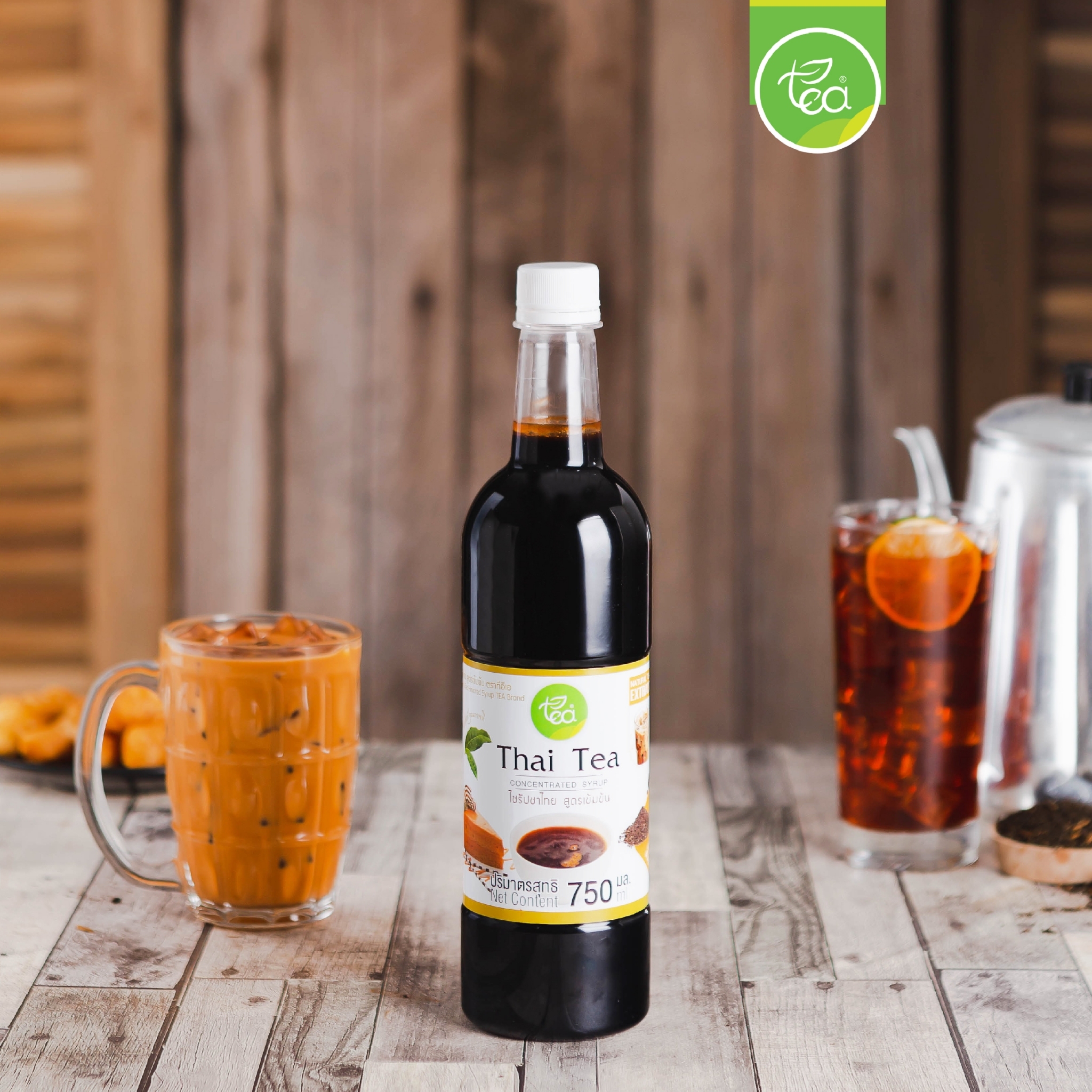 ไซรัปชาไทย พร้อมชง ไซรัปชาไทยสูตรเข้มข้น ชาไทยสกัดเข้มข้น Thai Tea Syrup ชาไทย ชาเย็น ซอสชาไทย 750 ml ตรา ทีอีเอ