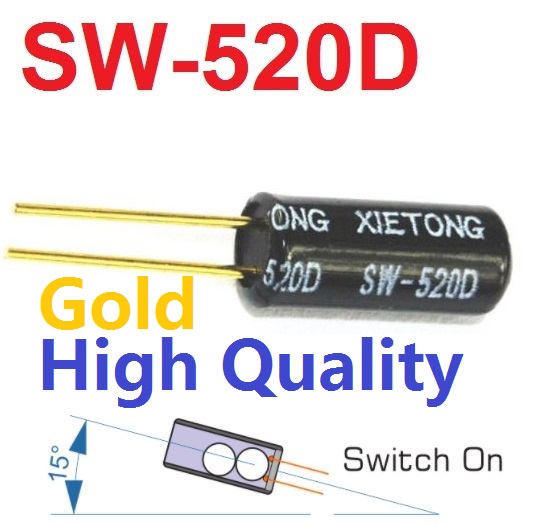 เซนเซอร์ SW-520D ตรวจจับความสั่น เอียง ขาชุบทอง Gold-plated (high quality) Highly Sensitive Metal Ball Angle Tilt Shaking Switch Vibration switch For arduino