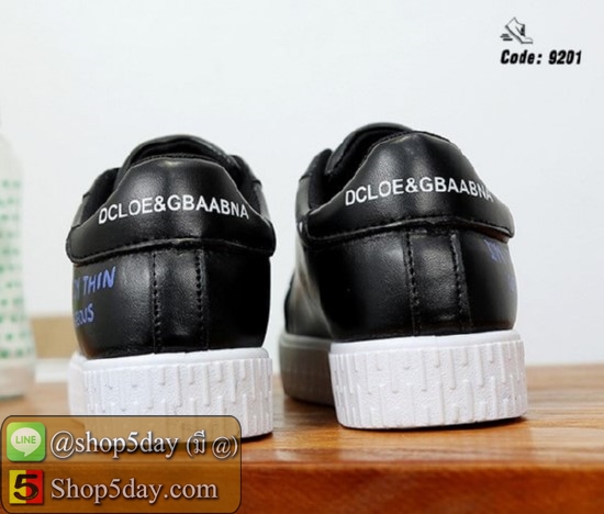 รองเท้าผ้าใบ หนัง PU Flashion แบ๊วๆสไตล์เกาหลี (ดำ)