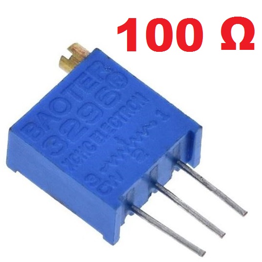 Trimpot 100 โอห์ม ปรับหมุนได้ 25 รอบ 3296W 100Ω 25 Turn 0.5w potentiometer adjustable resistance 100R