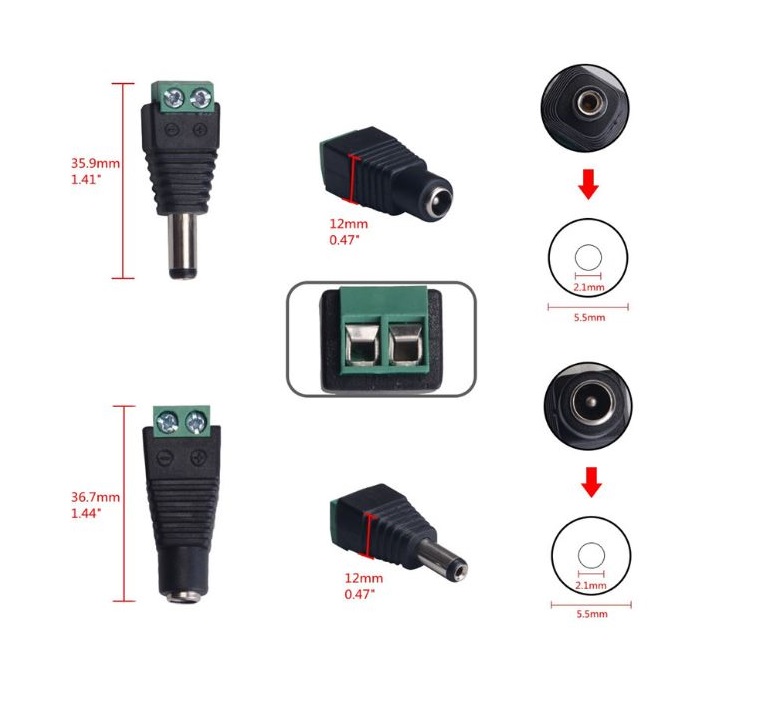 Female DC connector 2.1x5.5mm Power Jack Adapter Plug Cable Connector power connector ตัวเมีย dc power