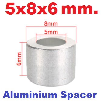 Isolation Column 5x8x6 mm. Aluminium Spacer bearing separation gasket ring pulley support