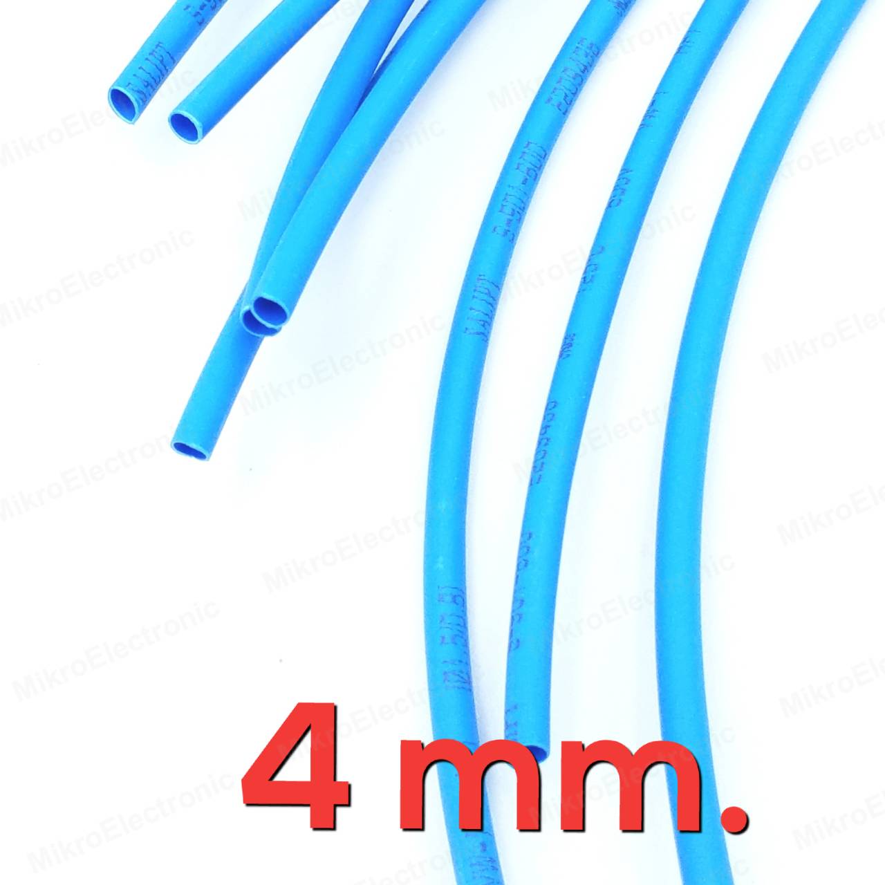 ท่อหด สีน้ำเงิน ขนาด 4 mm. ยาว 1 เมตร อัตราส่วนการหด 2:1 Heat Shrinkable Tube