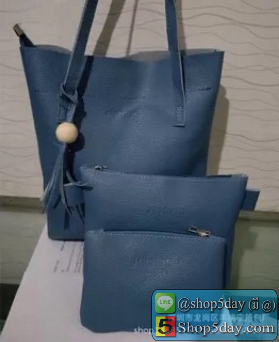 กระเป๋าเป้ กระเป๋าสะพายข้างสีดำ กระเป๋าเซ็ท 3 ใบ No.104