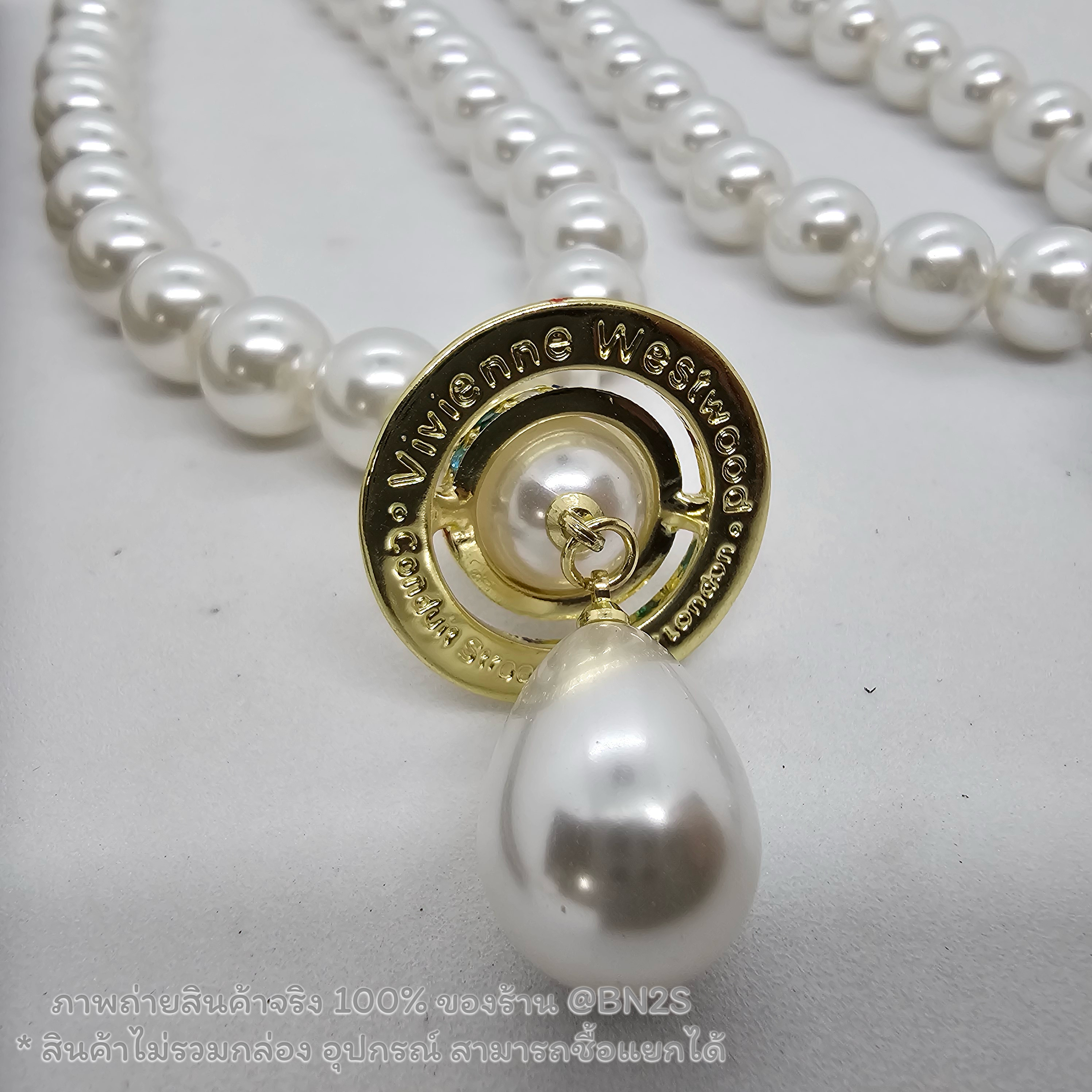 สีทอง | Vivienne Westwood One row pearl drop choker สร้อยไข่มุกจี้หยดน้ำ ดาวเสาร์ มาใหม่ล่าสุด งานสวยพร้อมส่ง อะไหล่เงิน ทอง