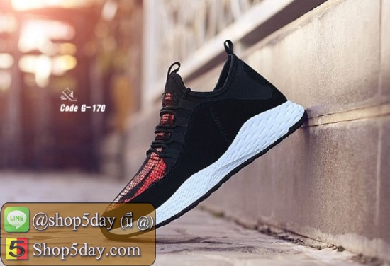รองเท้าผ้าใบยอดฮิต ผ้ายืดหยุ่นดี นิ่มมาก (แดง-ดำ)