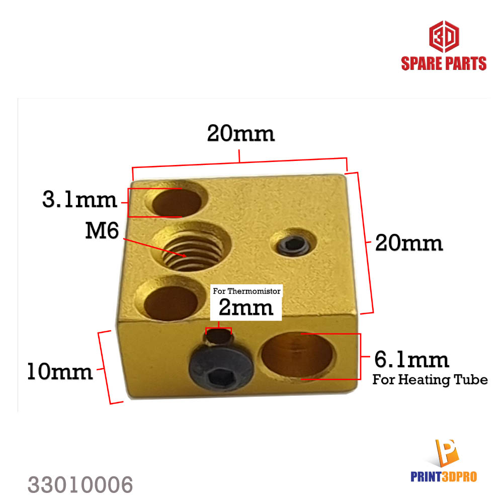 3D Printer Part Ender3 CR10 Heat Block Aluminum Heatblock