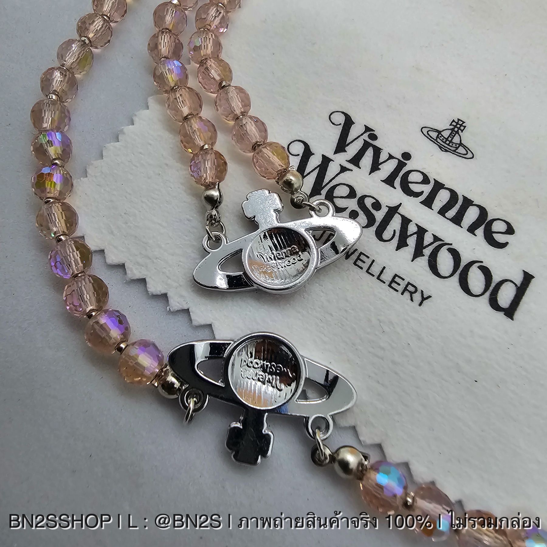 สร้อยคอ | Vivienne Westwood Mini Bas Chocker สร้อยคอจี้ดาวเสาร์สีชมพู งานสวยน่ารัก