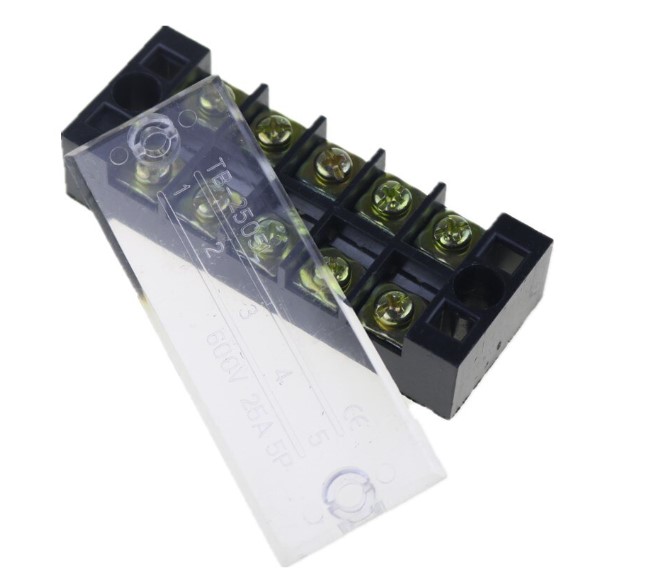 TB-2505 เทอร์มินอล บล็อก 600V 25A TB Series 4 Positions Ways Dual Row Barrier Screw Terminal Block Wire Connector
