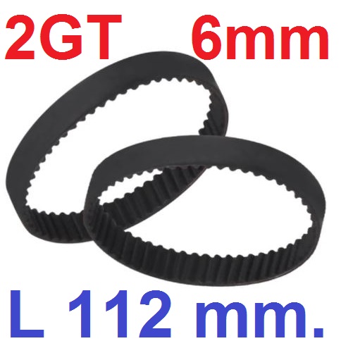 สายพาน GT2-6-112mm. เส้นรอบวงยาว 112mm กว้าง 6mm Belt Rubber closed timing belt ring closed