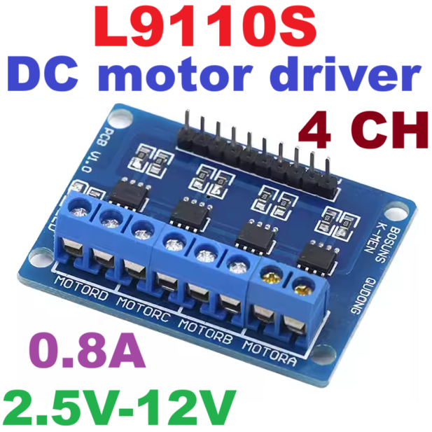 โมดูล L9110S 4-way drive DC 2.5-12V 0.8A motor driver board motor driver module smart car 4-way
