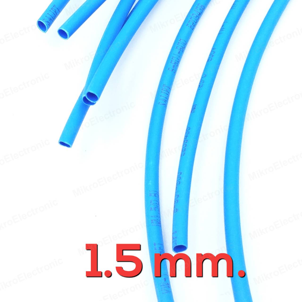 ท่อหด สีน้ำเงิน ขนาด 1.5 mm. ยาว 1 เมตร อัตราส่วนการหด 2:1 Heat Shrinkable Tube