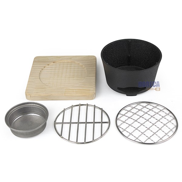 Black mini round grill, 12 cm, Hana