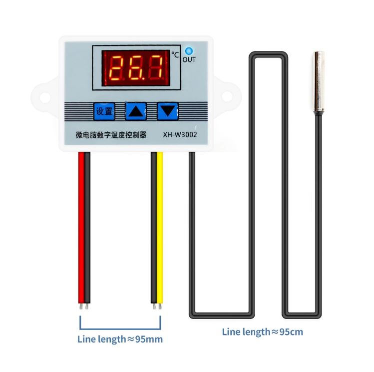 เครื่องควบคุมอุณหภูมิ 220Vac 10A 1500W XH-W3002 Digital Thermostat Temperature Control Switch Temperature Controller Digital Display Mini Thermostat Switch with Water-resistant Sensor Probe