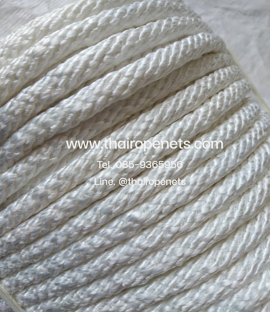 Size 10mm. เชือกลายถัก เชือกกลม เชือกโพลีเอสเตอร์ ยาว 100 เมตร เชือกเส้นใยนิ่ม มีไส้