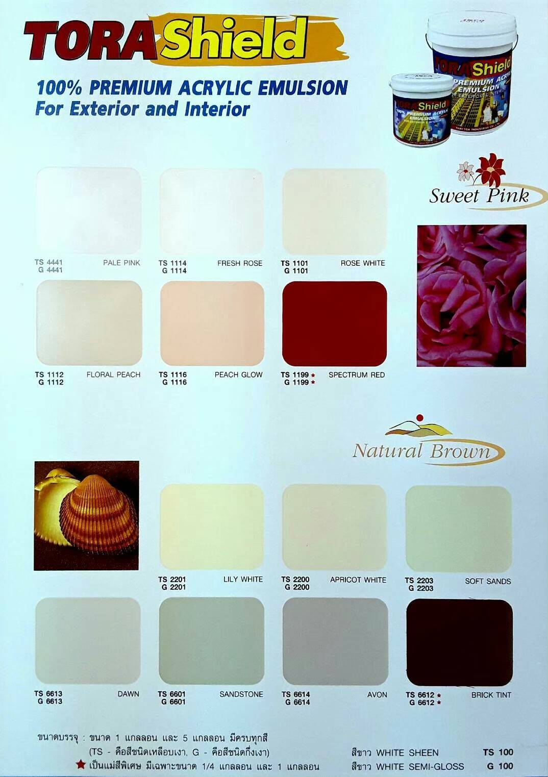 Tora Shield 100% Premium Acrylic Emulsion สีน้ำอะครีลิค (Sheen เนียน)