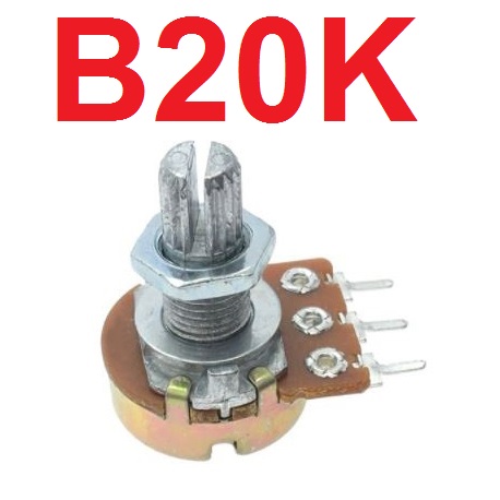 ตัวต้านทานปรับค่าได้ B20K แกนยาว 15mm. 3ขา WH148 Single 3pin handle Shaft length 15mm single potentiometer Linear Potentiometer With Nuts And Washers
