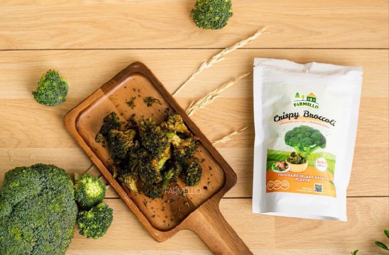 บร็อคโคลี่กรอบ (Crispy Broccoli) Farmello : Healthy Hut