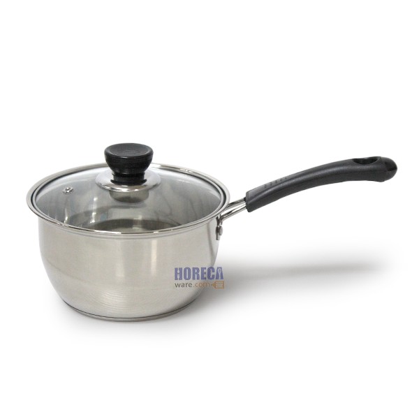 หม้อด้ามสแตนเลส ฝาแก้ว 18ซ. สามเอส