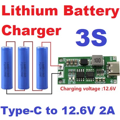3S Type-C to 12.6V 2A Charger 18650 Multi Cell Lithium Battery Step-up Boost Lipo Polymer Lithium-ion