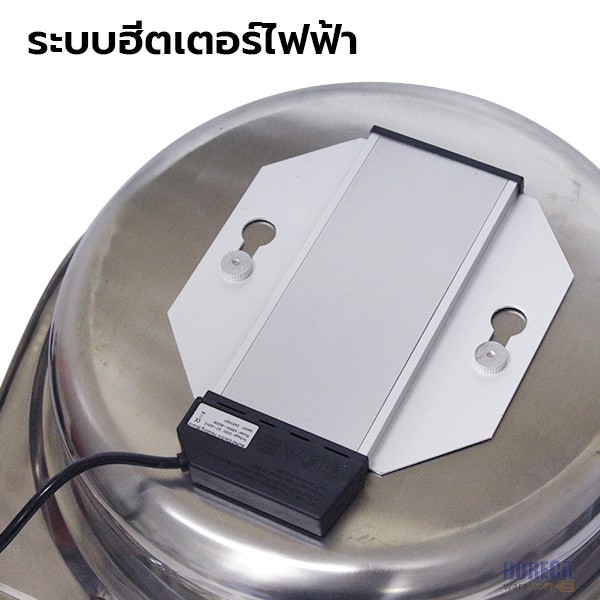 ชุดอุ่นอาหารทรงกลม+ฮิตเตอร์ไฟฟ้า ฝาปิดโช้คช่องกระจก บอส