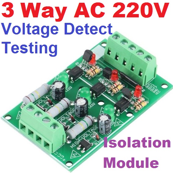 3 Channel Way AC 220V Optocoupler Isolation Module Voltage Detect Testing Board 3-5V For PLC Microcontroller TTL Level 1-Bit for Arduino