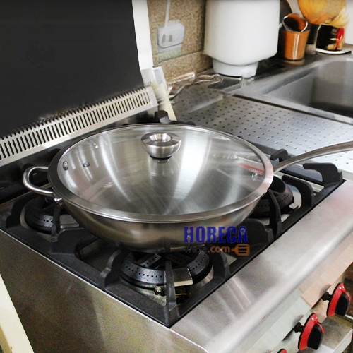 กระทะทรงลึก 32 ซม. White Steel พร้อมฝาแก้ว ตราไมย์เออร์