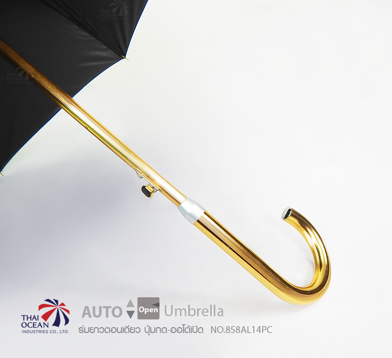 Leo ร่มยาวกางออโต้ ด้ามสีทอง ผ้า black uv กันรังสียูวี 99% ขนาด 24 นิ้ว