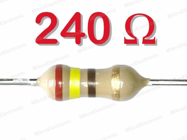 ตัวต้านทาน 240 โอห์ม 1/4W 5% แพ็คละ 10 ตัว 240 Ohm 0.25W Carbon Film Fixed Resistor 240R
