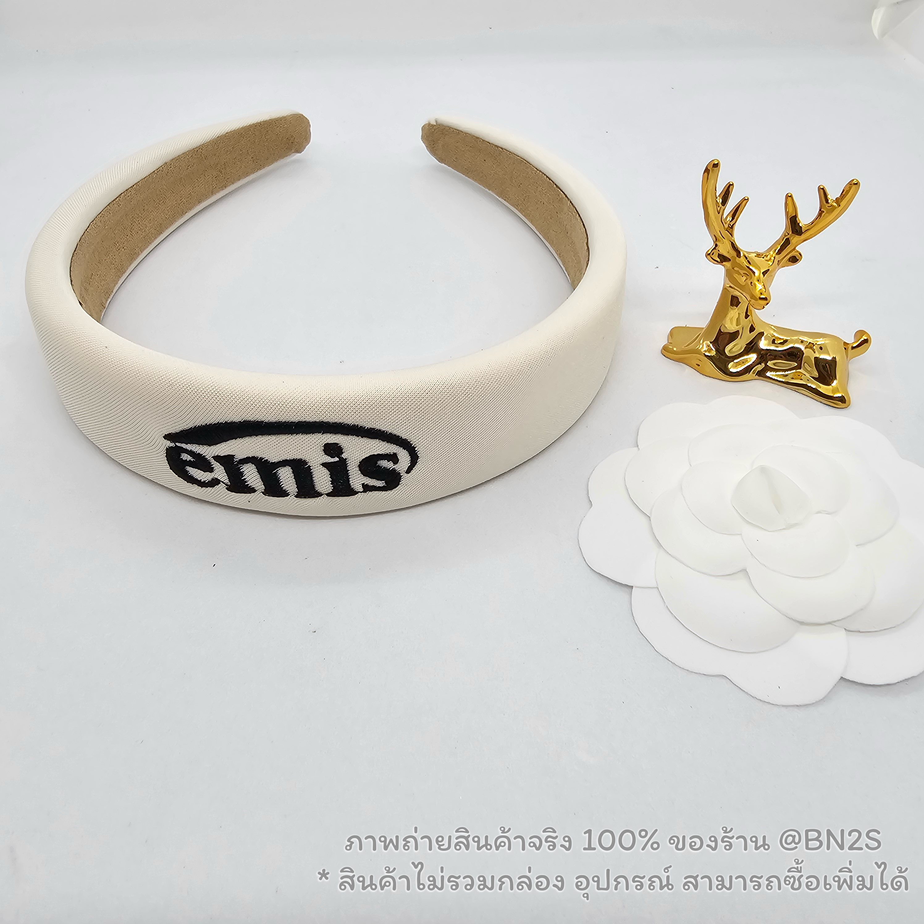 สีเบจ | EMIS NEW LOGO HAIRBAND ที่คาดผมอีมิส ปักโลโก้ บุฟองน้ำนุ่ม สไตล์เกาหลี งานสวยภาพงานจริง 100% พร้อมส่งในไทย ไม่ต้องรอนาน