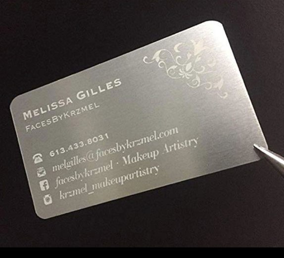 นามบัตรอลูมิเนียมว่างเปล่า สีเงิน ขนาด 86x54mm. หนา 0.45มม.1 กล่องมี 50 แผ่น Silver Aluminum Alloy Card Engraving Metal Business Access Business Card Blank Thickness 0.45mm.