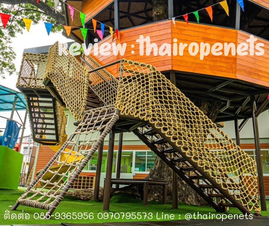 ตาข่ายกันตกราวบันได Stair railing protection net ตาข่ายเชือกมะนิลาเทียมถัก ใช้งานกลางแจ้ง ไม่มีรา ไม่ดำ พร้อมใช้งาน